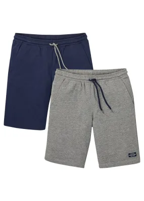 Bermudas de chándal (2 unidades) azul marino+gris jaspeado